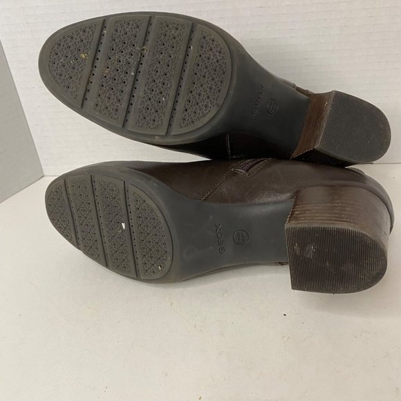 Geox‎ D745VA Brown Leather Ankle Boots Respira Breathable Block Heel Womens 38.5 - Picture 6 of 7